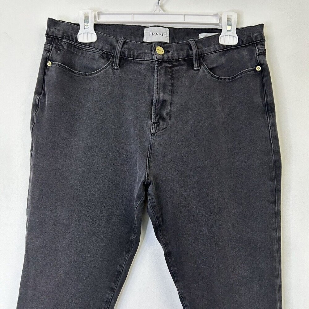 Frame Le High Skinny Jeans Womens Size 33 Short Crop Black Gray - Picture 4 of 9